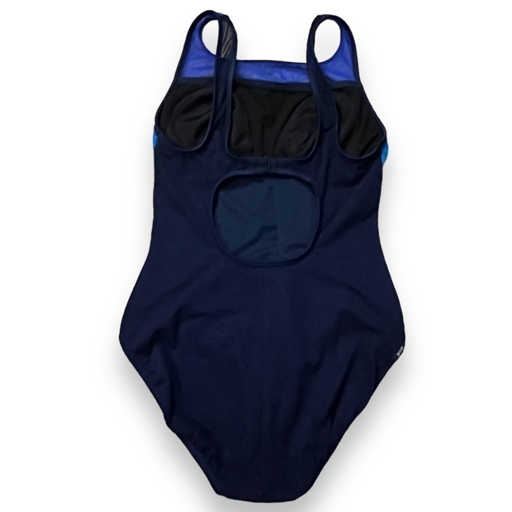VTG 90s JAG Swimsuit One Piece Navy Mesh Lined Cut Out Back Shelf Bra Size10 - Picture 11 of 11